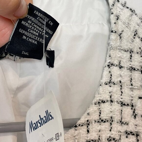 Rachel Zoe Tweed Button Up Mini Dress Womens Size 8 White Short Sleeve NEW - Picture 5 of 15